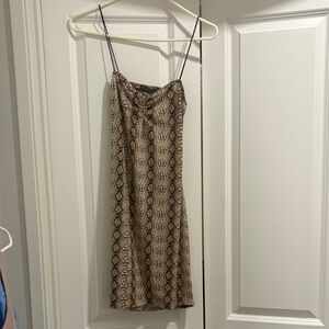 Urban Outfitters Beige and Black Patterned Dress